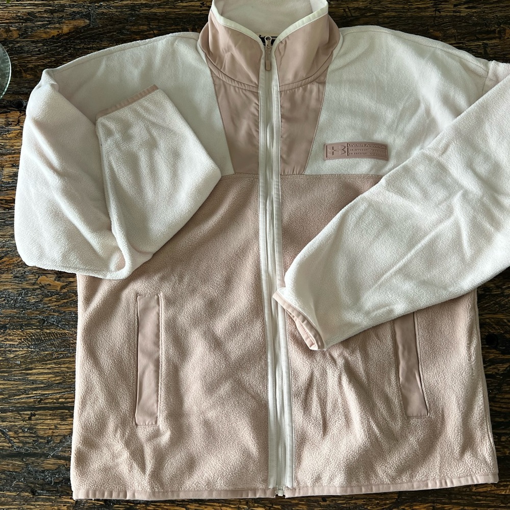 Under armor full zip light pink performance fleece